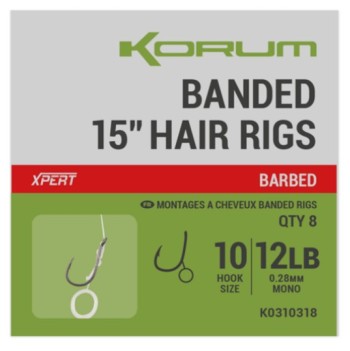 Korum Fishing Banded 15 Inch Hair Rigs Barbed