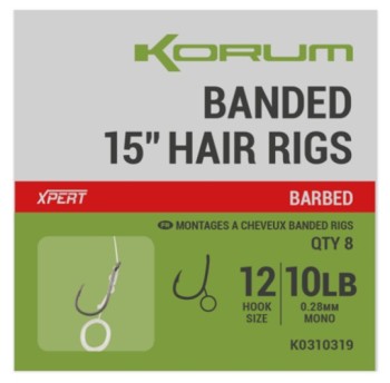 Korum Fishing Banded 15 Inch Hair Rigs Barbed