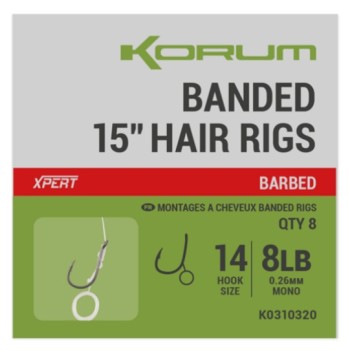 Korum Fishing Banded 15 Inch Hair Rigs Barbed