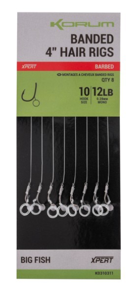 Korum Fishing Banded Rigs Barbed 4 Inch