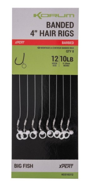 Korum Fishing Banded Rigs Barbed 4 Inch