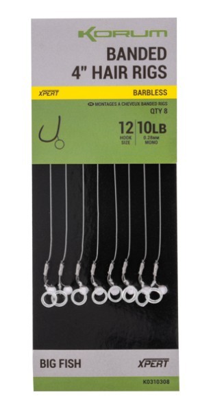 Korum Fishing Banded Rigs Barbless 4 Inch