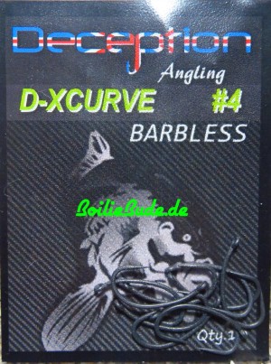 Deception Angling D-XCurve Haken Größe 4 ohne Widerhaken