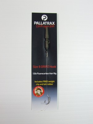 Pallatrax Gripz Hair Rig Fluorocarbon in 12lbs, Hook Size 8