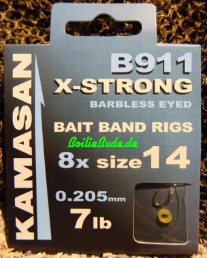 Kamasan B911EX X-Strong Banded Barbless Vorfachhaken Hakengröße 14