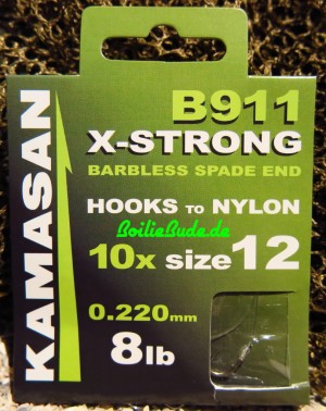 Kamasan B911BX X-Strong Barbless Vorfachhaken Hakengröße 12