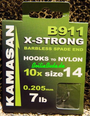 Kamasan B911BX X-Strong Barbless Vorfachhaken Hakengröße 14