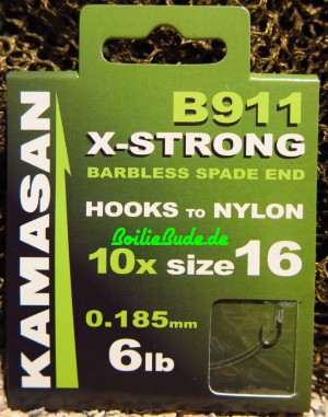 Kamasan B911BX X-Strong Barbless Vorfachhaken Hakengröße 16