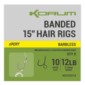 Korum Fishing Banded 15 Inch Hair Rigs Barbless