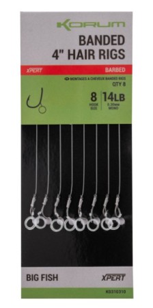 Korum Fishing Banded Rigs Barbed 4 Inch Hakengröße 8