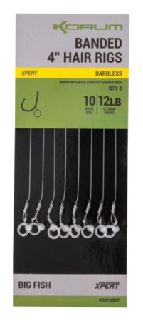 Korum Fishing Banded Rigs Barbless 4 Inch