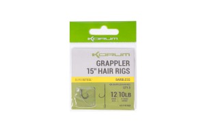 Korum Fishing Grappler 15" Hair Rigs Barbless Hakengröße 10