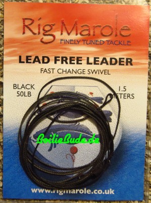 Rig Marole Lead Free Leaders Black 1.5m, Quick Change Swivel