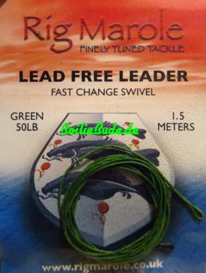 Rig Marole Lead Free Leaders Green 1.5m, Quick Change Swivel