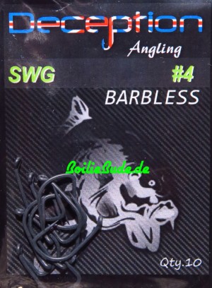 Deception Angling D-SWG Haken Größe 4 Barbless, ohne Widerhaken