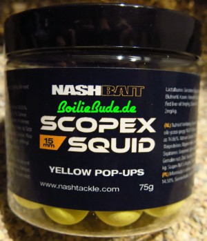 Nashbait Scopex Squid Yellow Pop Up´s 15mm, 75gr.