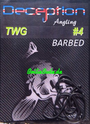 Deception Angling D-TWG Haken Größe 4 Barbed, mit Widerhaken