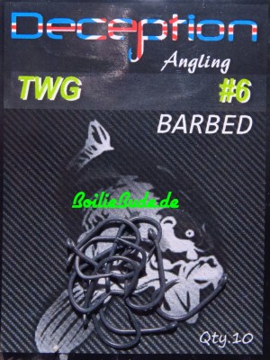 Deception Angling D-TWG Haken Größe 6 Barbed, mit Widerhaken
