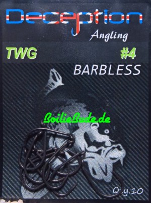 Deception Angling D-TWG Haken Größe 4 Barbless, ohne Widerhaken
