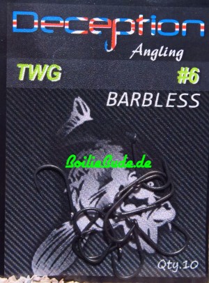 Deception Angling D-TWG Haken Größe 6 Barbless, ohne Widerhaken