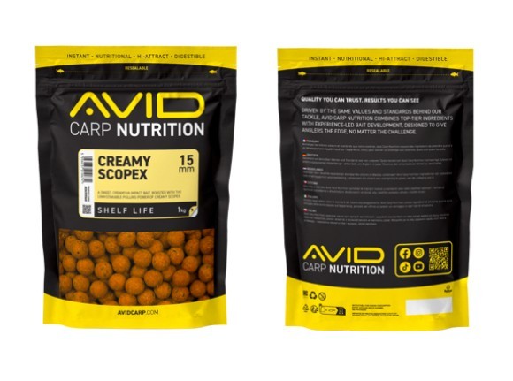 Avid Carp Creamy Scopex Boilies New 15mm