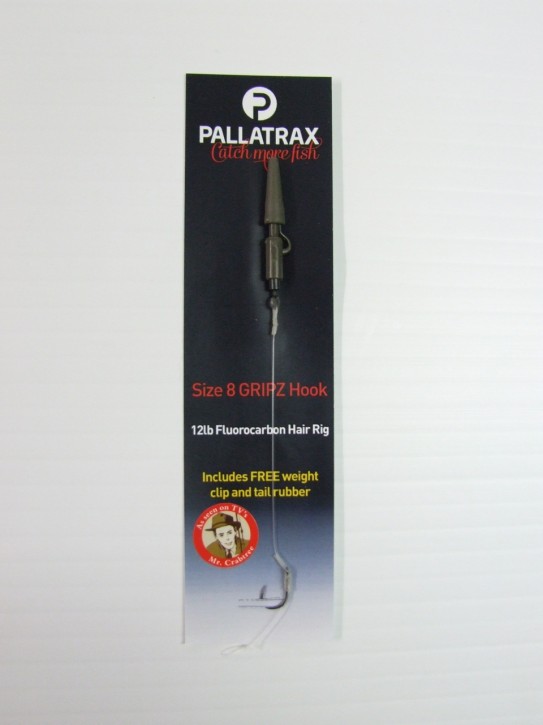 Pallatrax Gripz Hair Rig Fluorocarbon in 15lbs, Hook Size 6