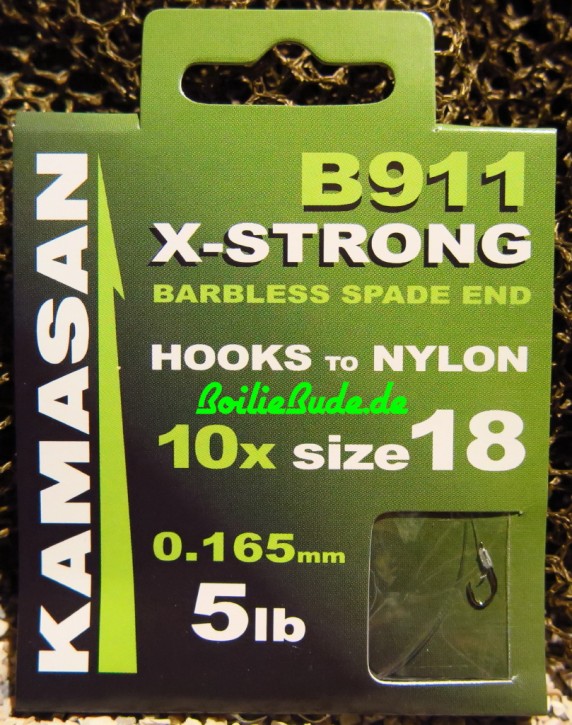 Kamasan B911BX X-Strong Barbless Vorfachhaken Hakengröße 18