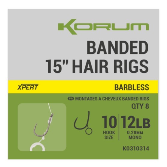 Korum Fishing Banded 15 Inch Hair Rigs Barbless