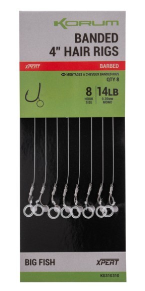 Korum Fishing Banded Rigs Barbed 4 Inch Hakengröße 8