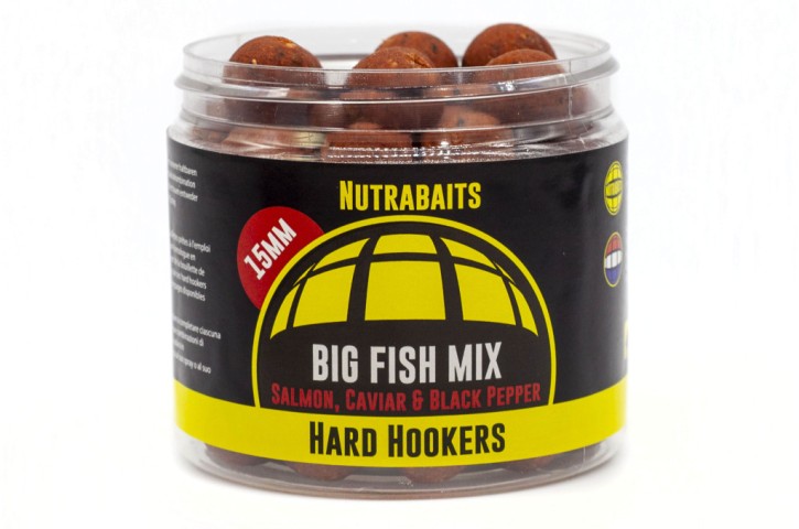 Nutrabaits Big Fish Mix Salmon, Caviar & Black Pepper Hard Hookers 15mm