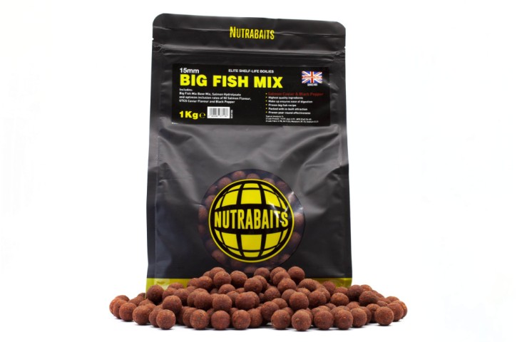 Nutrabaits Big Fish Mix Salmon, Caviar & Black Pepper Boilies 15mm