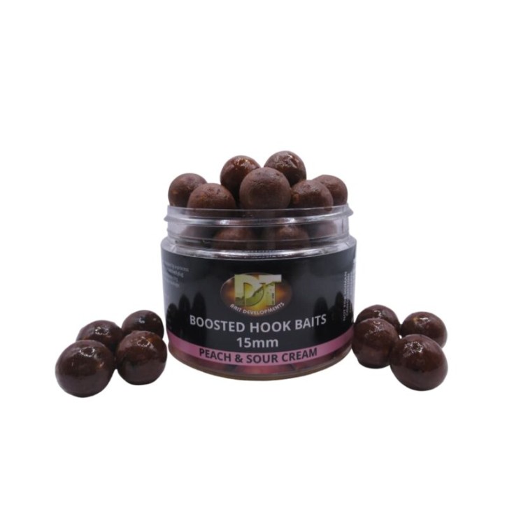 DT Baits Pukka Fish Peach & Sour Cream Boosted Hook Baits 15mm