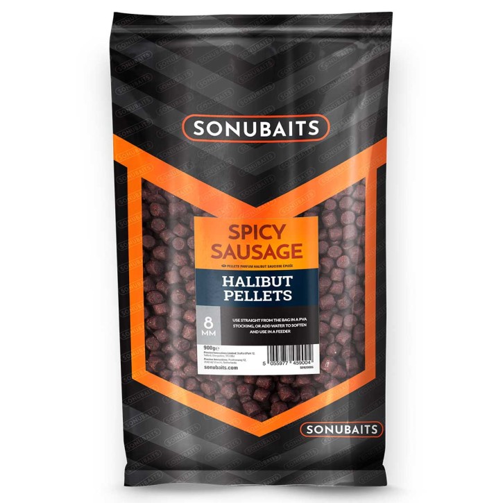 Sonubaits Spicy Sausage Halibut Pellets 8mm 900gr.