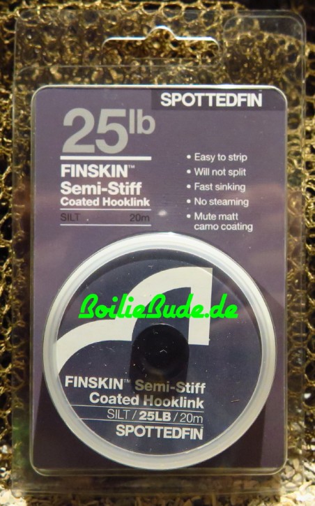 Spotted Fin Finskin Coated Hooklink 25lb Silt Semi-Stiff, 20m-Spule