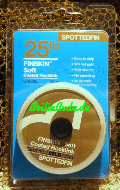 Spotted Fin Finskin Coated Hooklink 25lb Gravel Soft, 20m-Spule