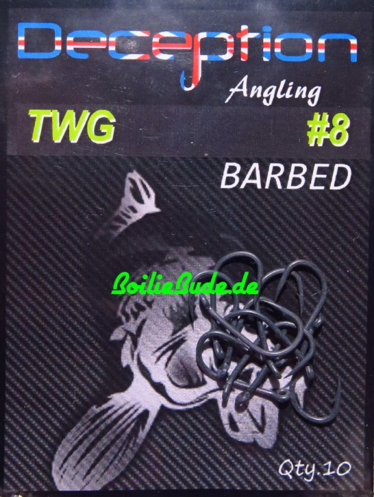 Deception Angling D-TWG Haken Größe 8 Barbed, mit Widerhaken