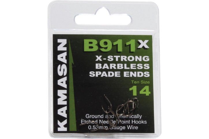 Kamasan B911 X-Strong Barbless Spade-End Haken