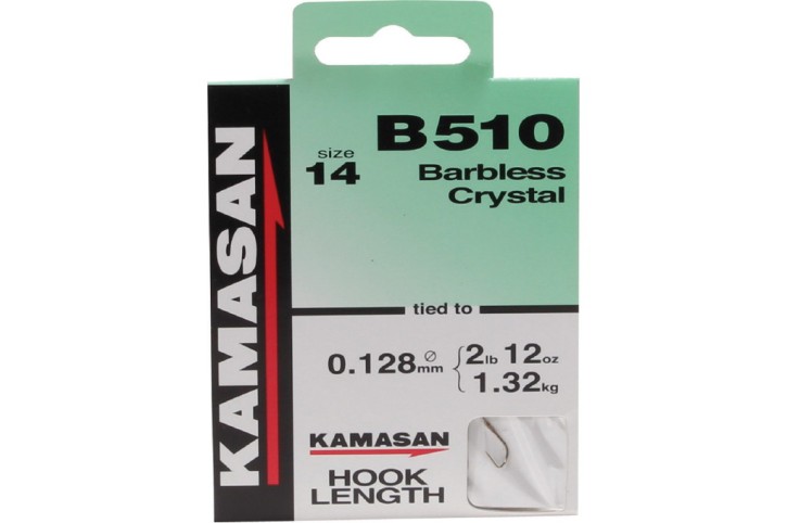 Kamasan B510 Hook to Nylon Barbless Spade-End Haken
